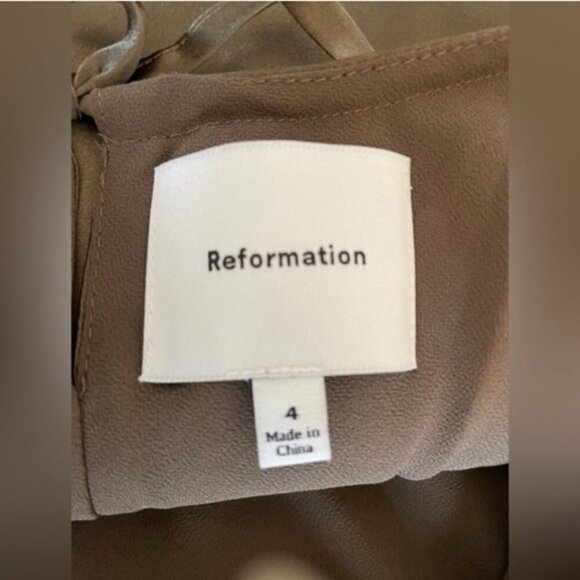 NEW Reformation Anaiis Long Silk Backless Dress Morel Brown | US 4 UK 8 - Picture 8 of 12